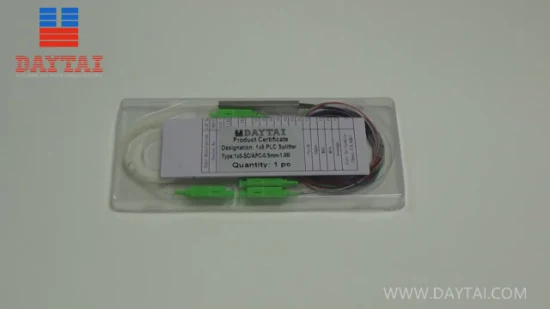 Precio de fábrica Mini divisor óptico pasivo tubo de acero 0,9 mm Sc/APC 1X8 divisor PLC de fibra óptica