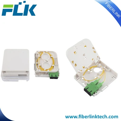 Caja de terminales de fibra óptica de 2 puertos montada en la pared para FTTH